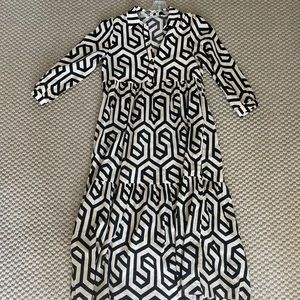 Zara black and white tiered maxi dress